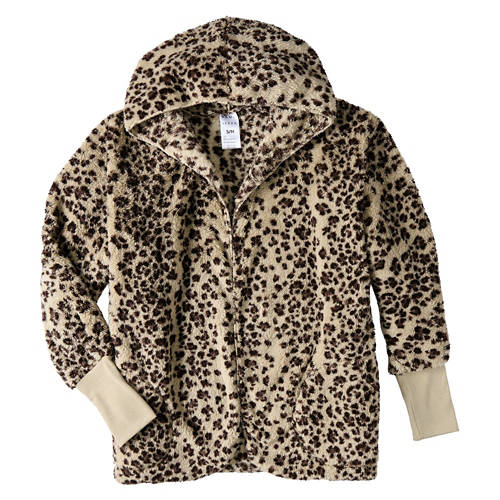 Serra Ladies Sherpa Hoodie Jacket - Leopard, L/XL